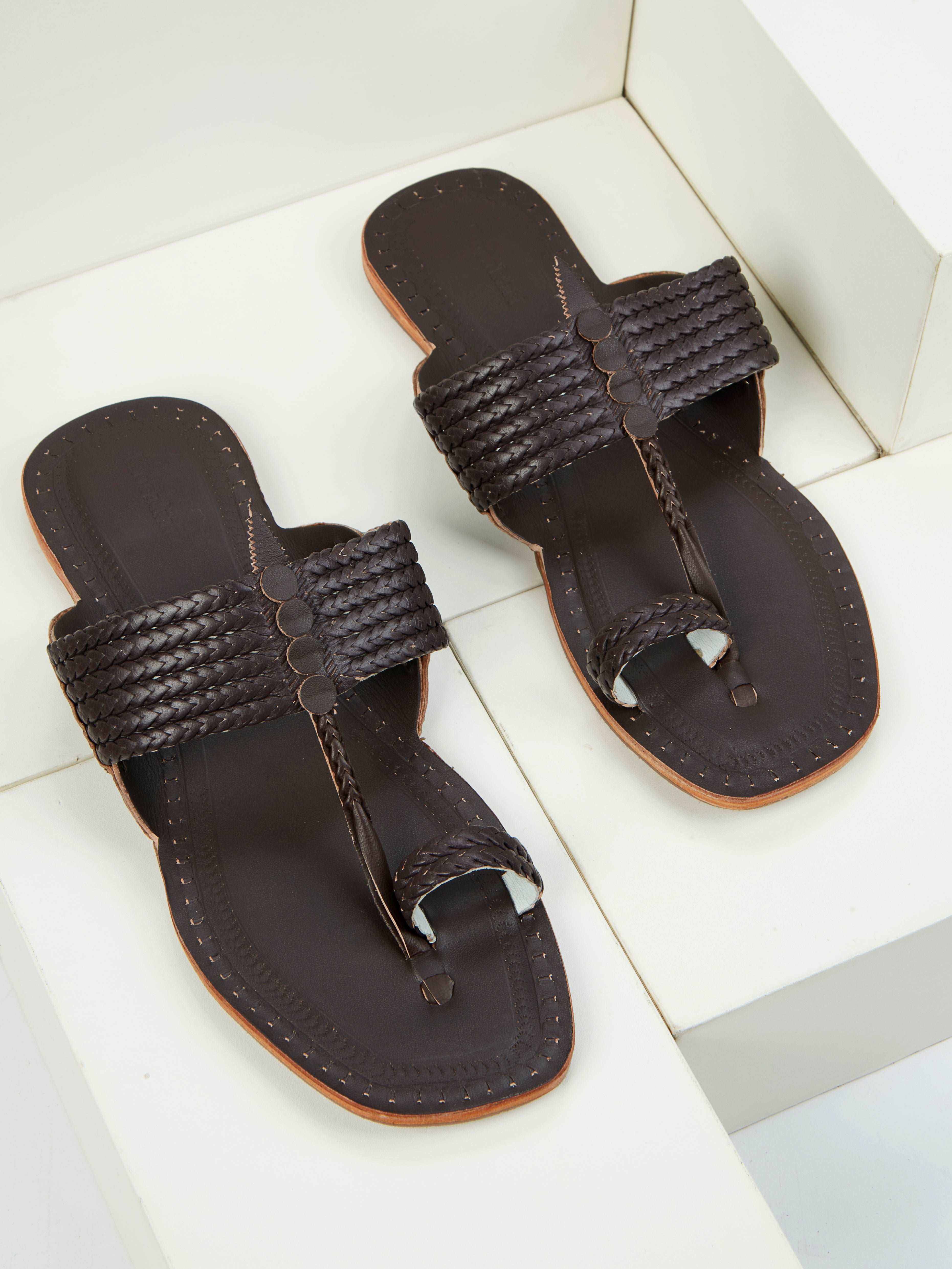 Six Brown Braids - Kolhapuri Chappal for men