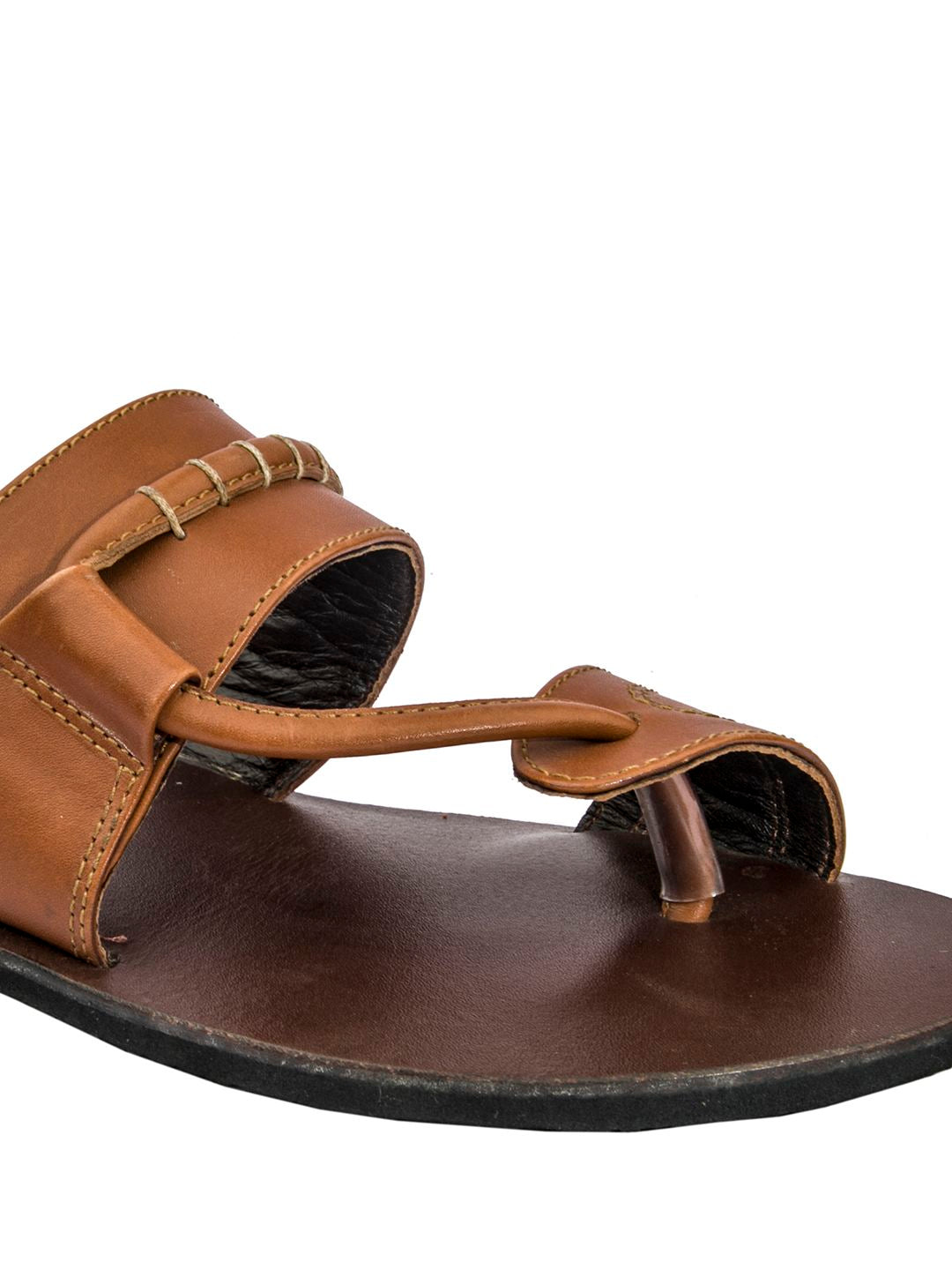 Sleek V-Straps: Handmade Black Leather Sandals for Men