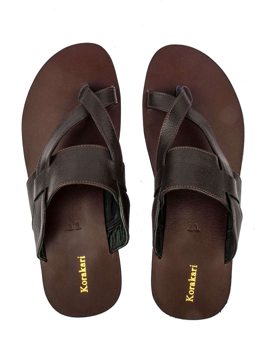 Handmade brown leather thong sandals for men | The leather craftsmen